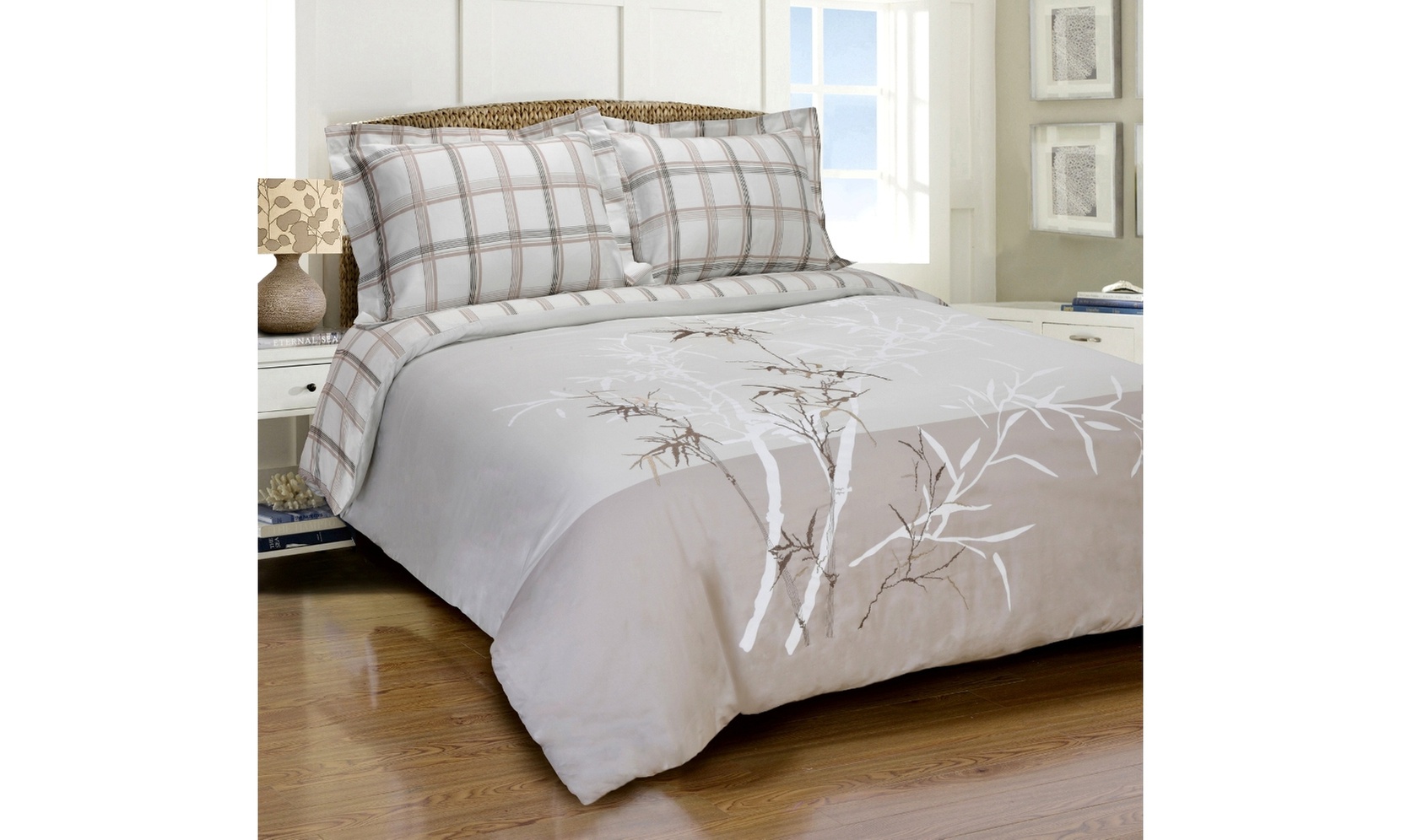 Superior 3 Piece 100% Cotton Reversible Duvet Cover & Pillow Sham Bedding Set