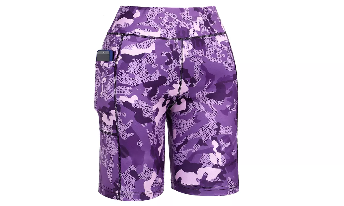 Women's High Waist Shorts Pocket Running Leggings with Side Pocket