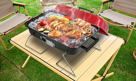 LakeForest Portable BBQ Tabletop Charcoal Grill Foldable Outdoor Barbecue Smoker 15.75 X 10.24in