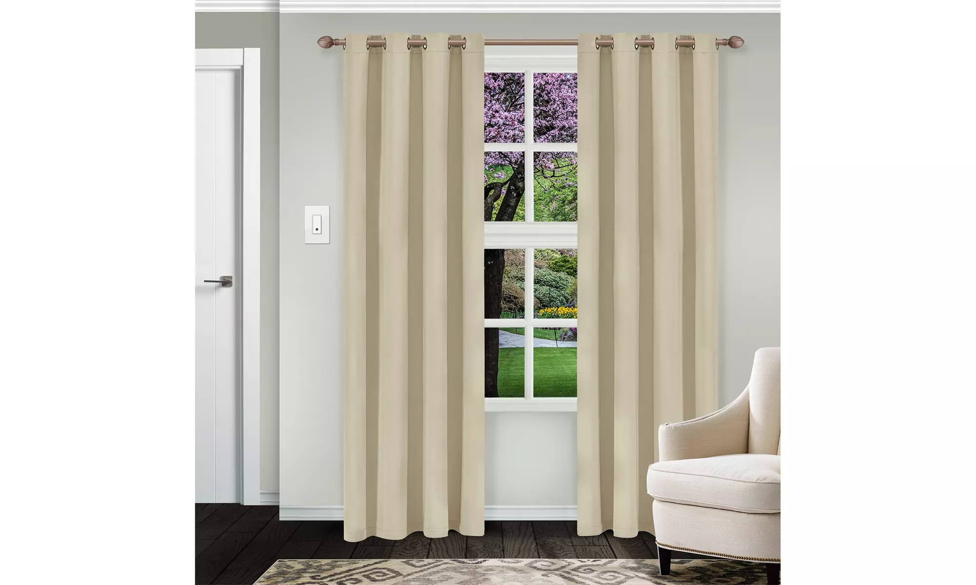 Superior Blackout Grommet Curtain Panel Set Room Darkening Curtains 52" x 108"