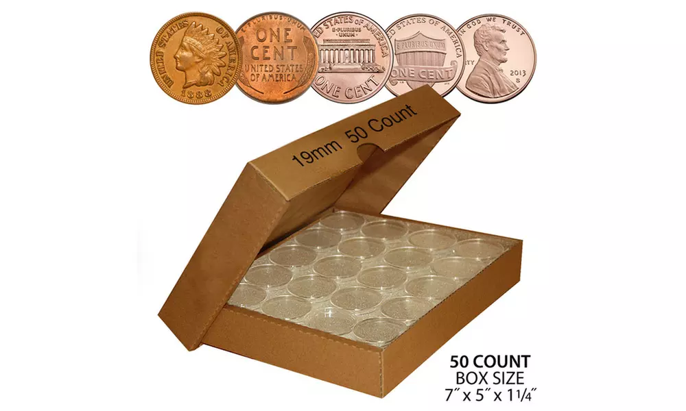 Coin Capsule Holders Direct-Fit Airtight - Quantity 50 with BOX - All Sizes