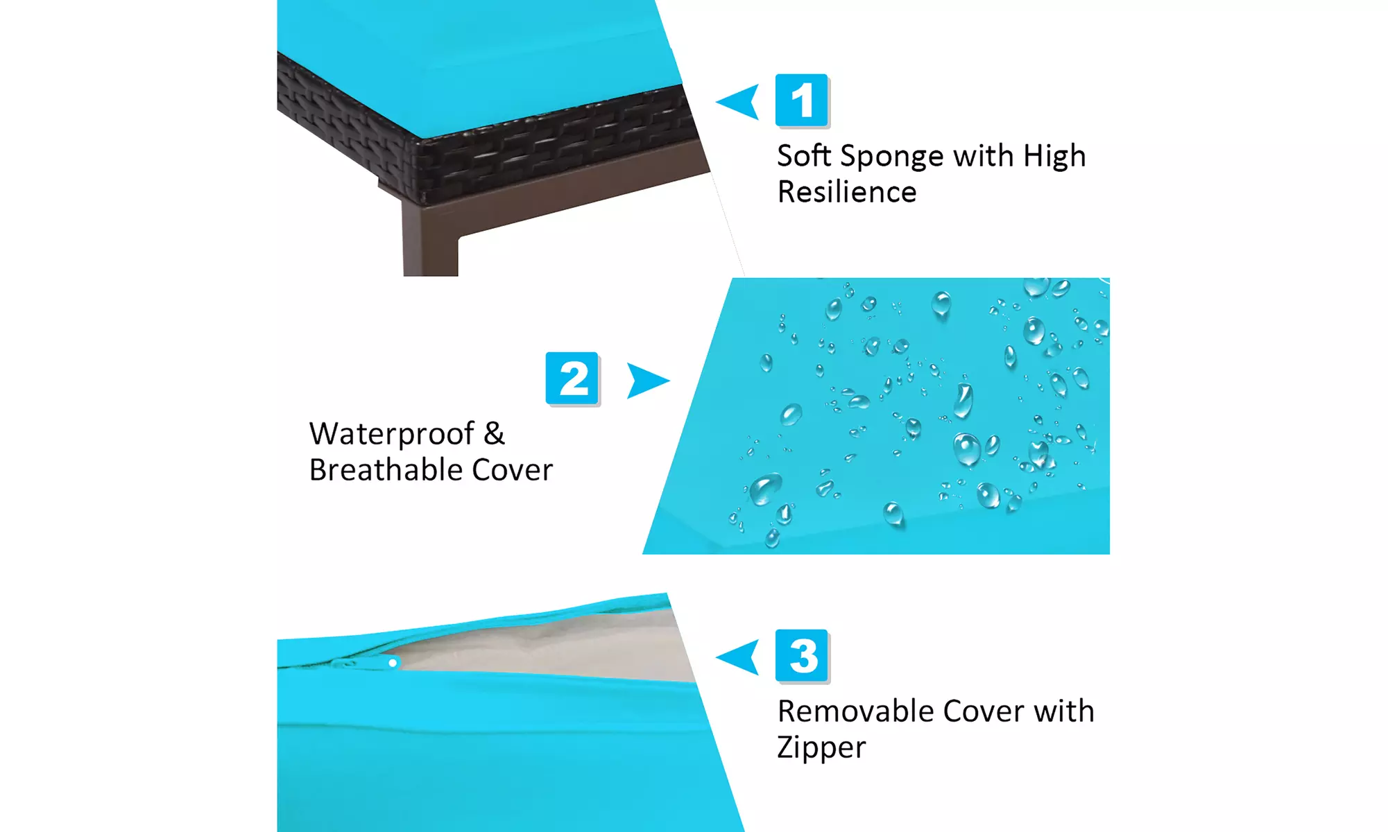 Costway 2PCS Patio Rattan Lounge Chair Chaise Recliner Back Adjustable Cushion