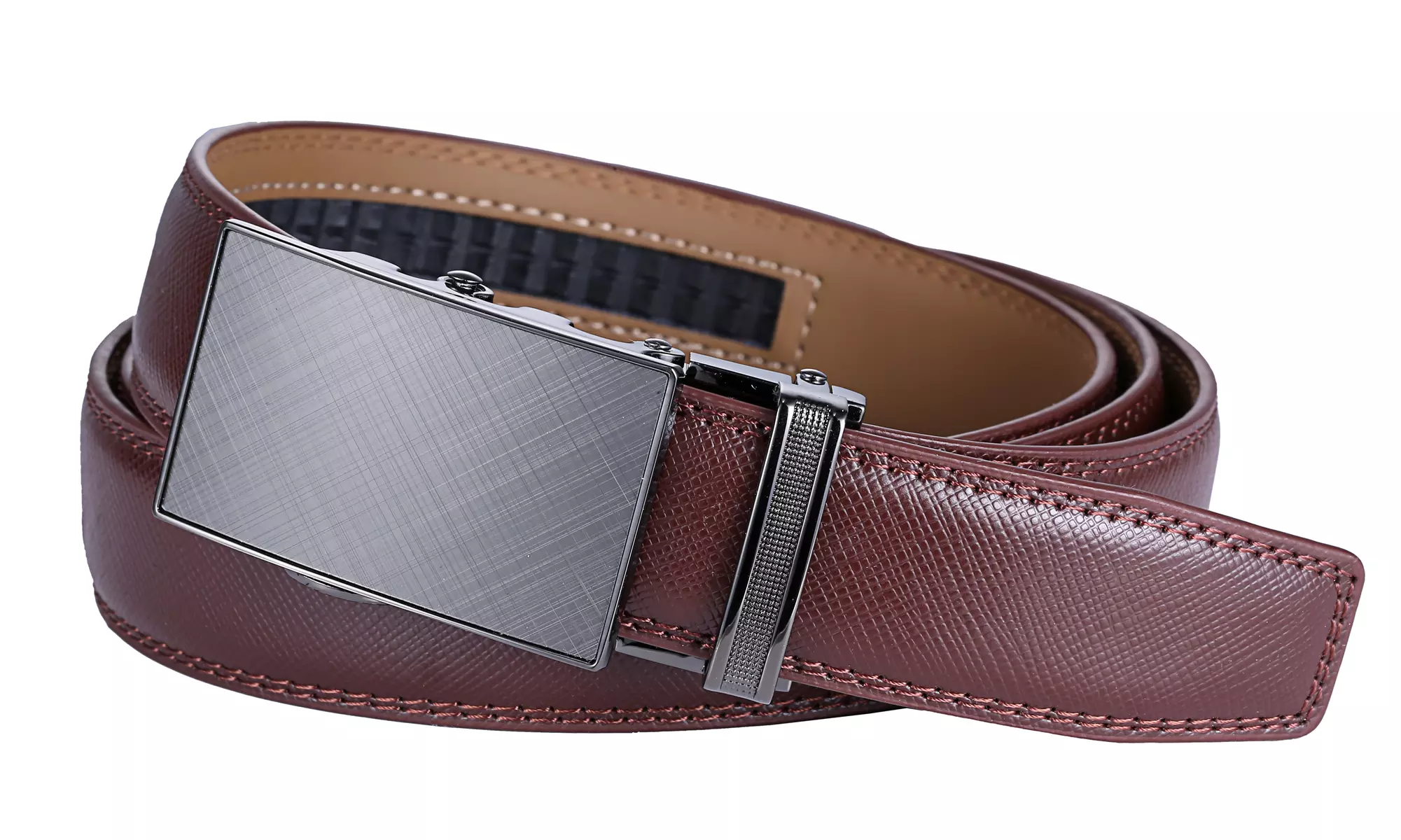 Mio Marino Men Genuine Leather Dress Belt With Automatic Ratchet Buckle