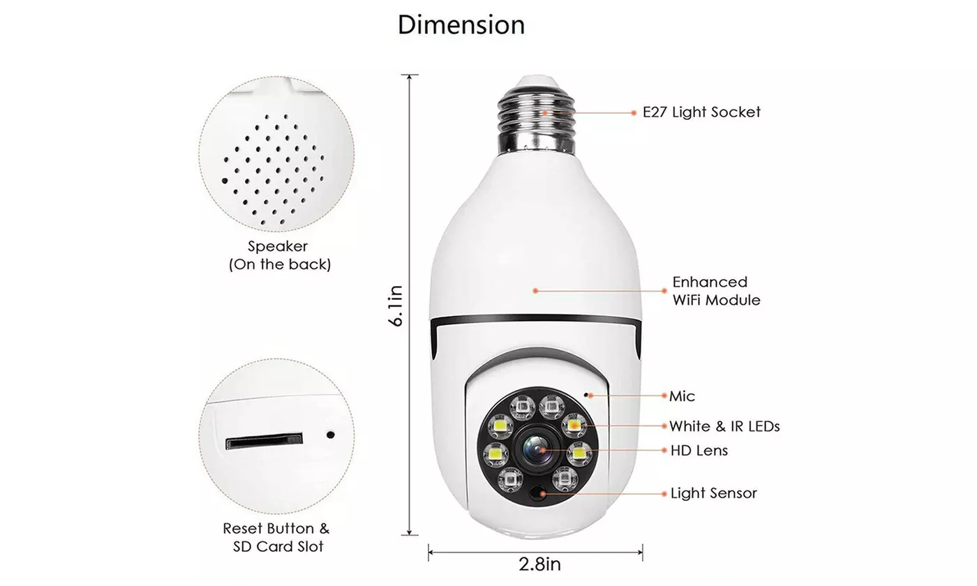 1080P IP E27 Light Bulb Camera Wi-Fi IR Night Smart Home Wireless Security - Second Medium