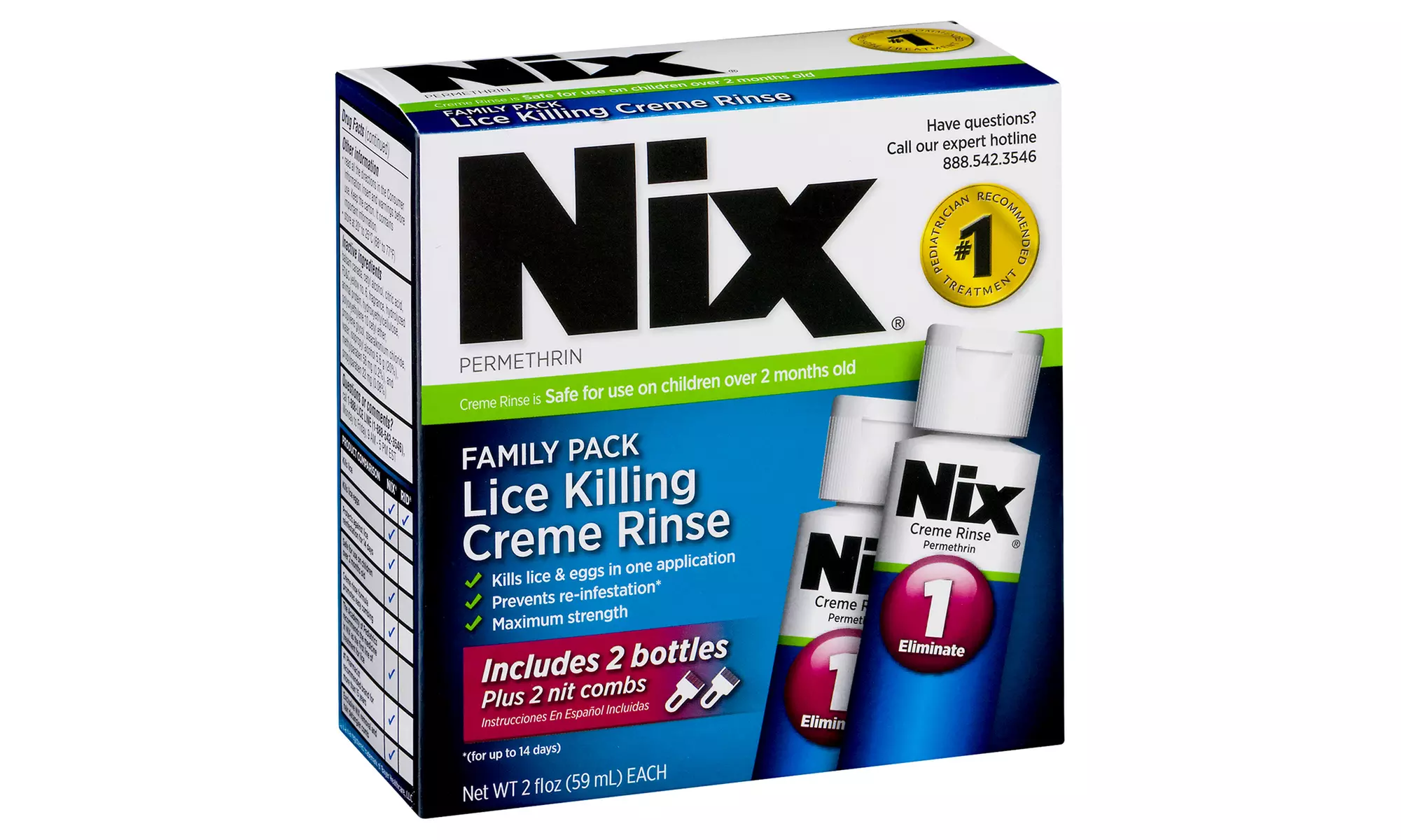 Nix Lice Killing Creme Rinse Family Pack - 2 bottles , 2 nit combs - Primary Image