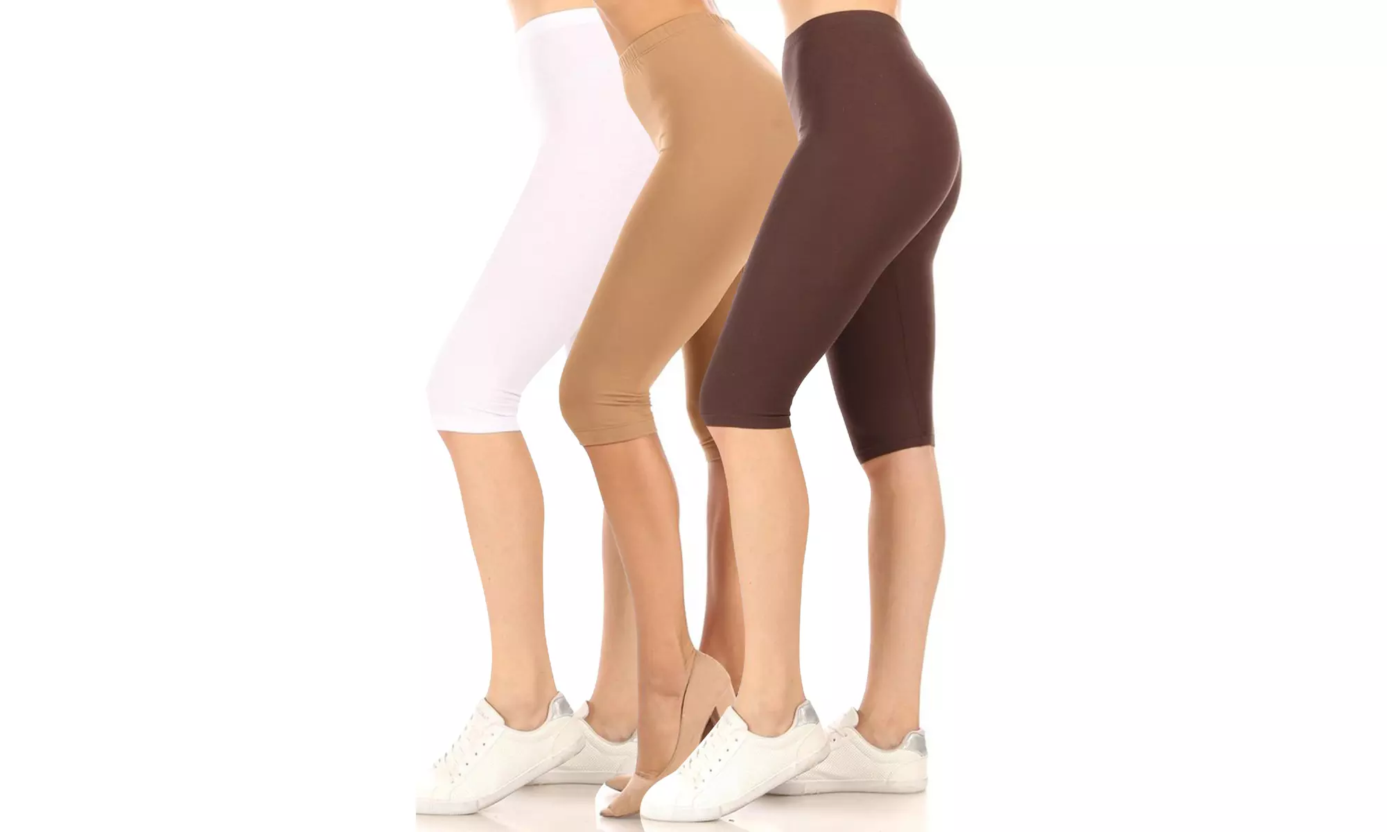 Women's Casual Solid Slim Running Yoga Capri Leggings (Pack of 3)