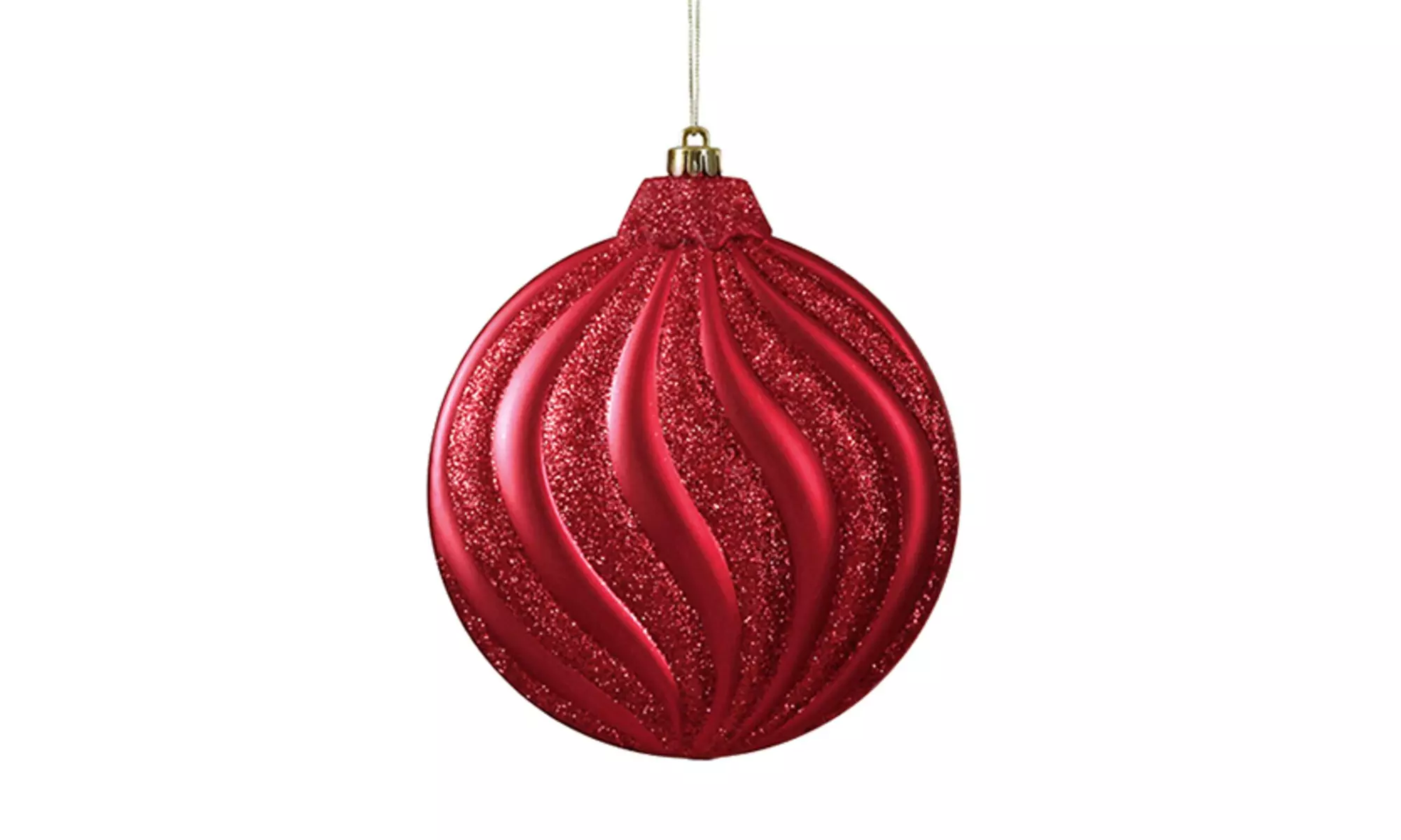 6ct Matte Red Hot Glitter Swirl Shatterproof Christmas Disc Ornaments - Second Medium