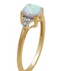 Image 2: Jewelili 10K Yellow Gold Created Opal Cushion with Diamond Accent Ring, Size 6