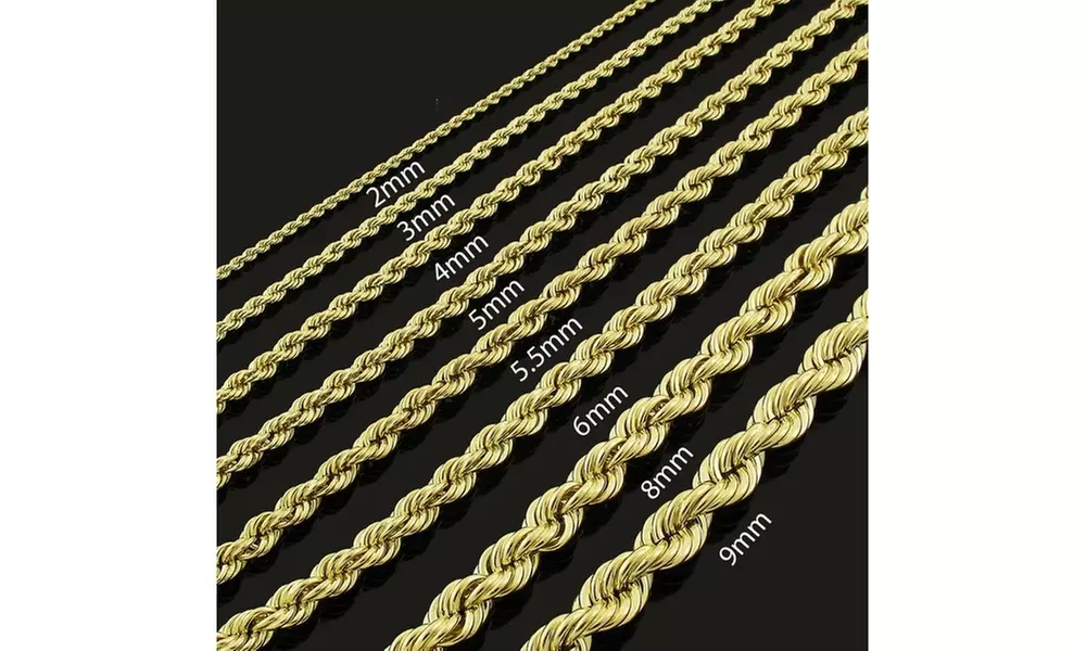 3MM Diamond-cut Rope Chain Necklace in 14K Gold Hollow by Moricci - Second Medium