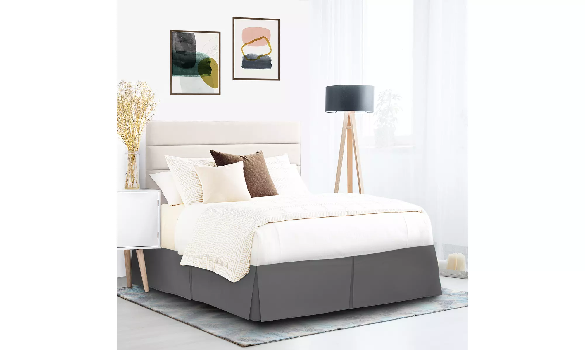 Nestl Pleated Bed Skirt - Wrap Around Microfiber Dust Ruffle