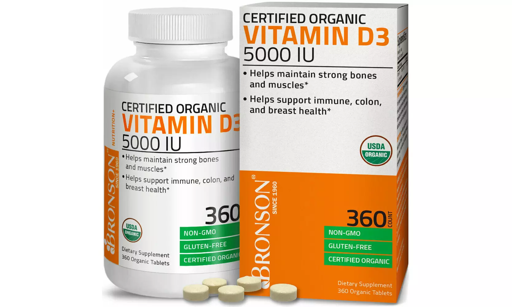 New Dietary Supplement Vitamin D3 5,000 IU High Potency USDA Organic Vitamin D - Primary Image