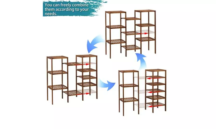 9-Tier Bamboo Plant Stand Shelf Holder Flower Display Rack for Indoor&Outdoor  - Second Medium