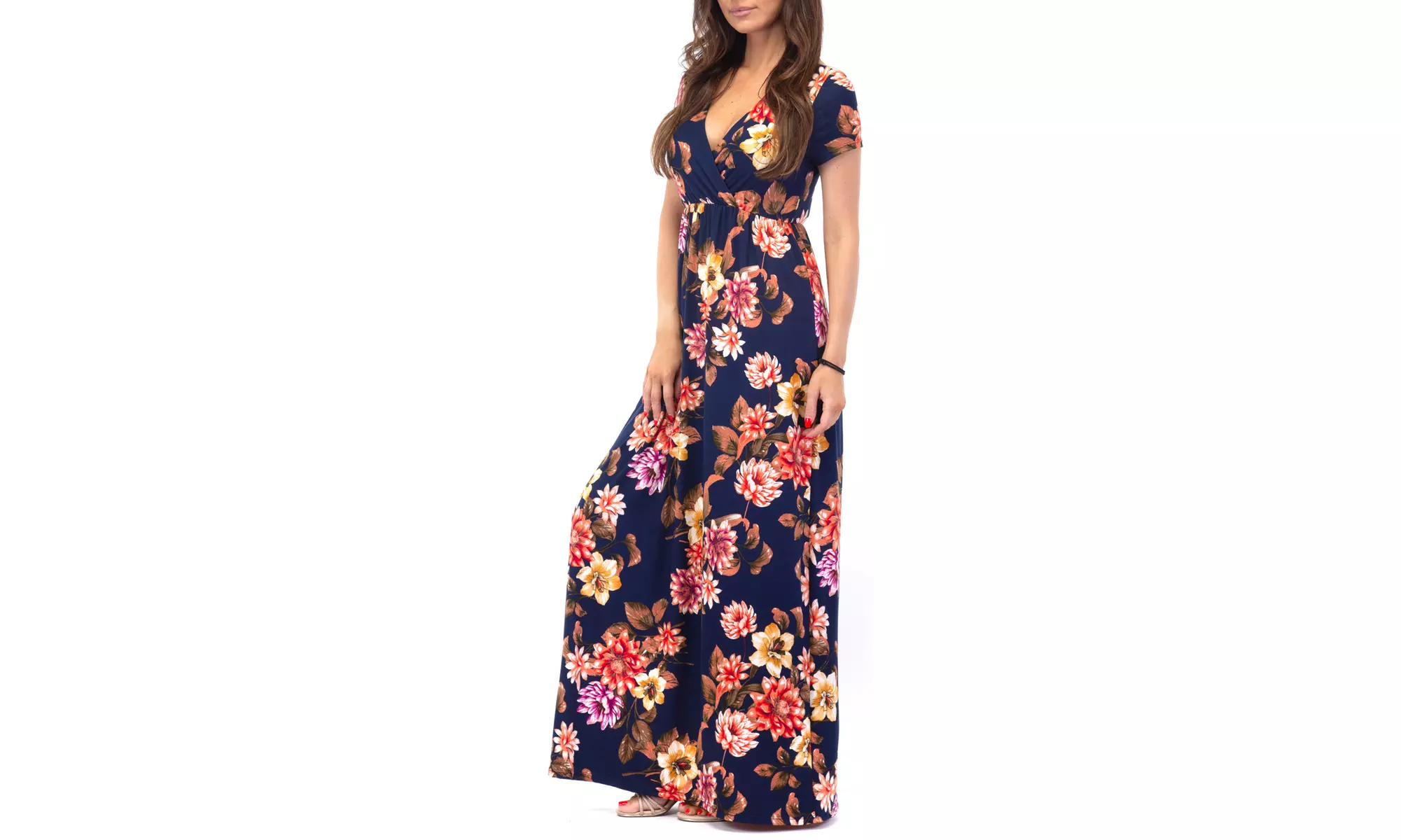 Women's Faux Wrap Ruched Prin... | Groupon Goods