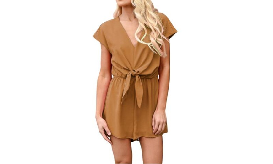 Image 5: Short Sleeve Loose Lace High Waist Jumpsuit
