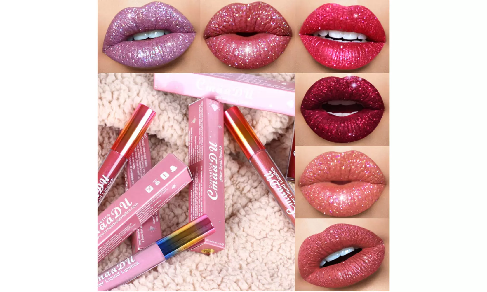 US 6-12 Pc Set 6 Color Glitter Liquid Lipstick Waterproof Long Lasting Lip Gloss