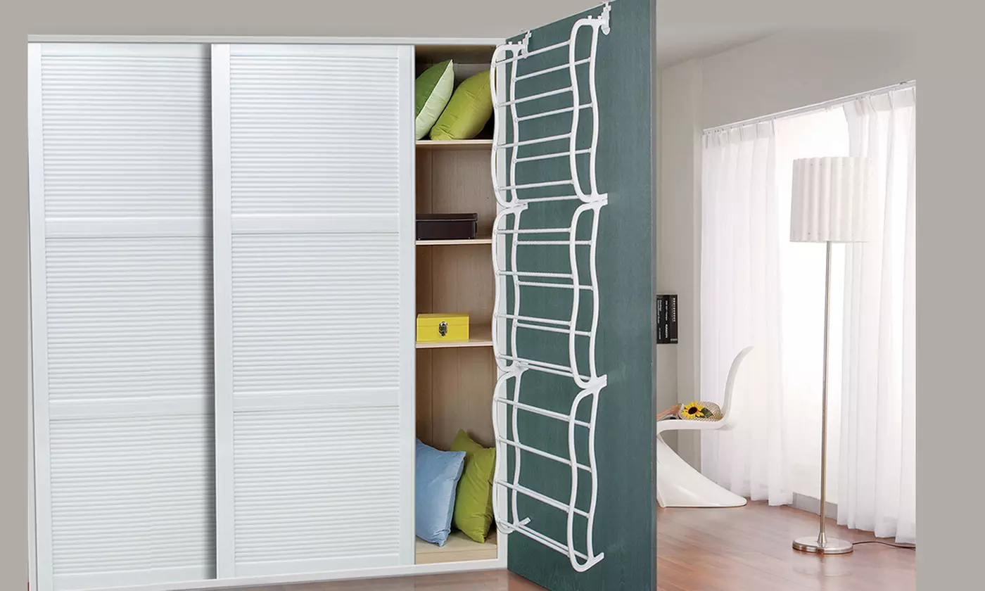 iMounTEK 12-Tier 36 Pair Over-The-Door Wall Hanging Shoe Rack Organizer