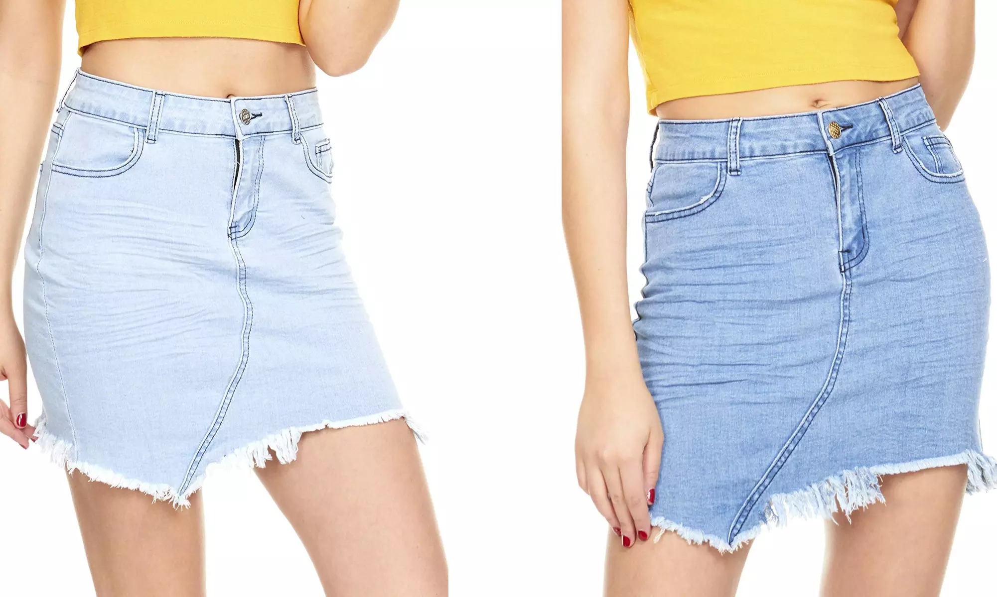 YDX Smart Jeans Juniors Midi denim skirt Vintage Blue Torn High Waisted - Primary Image