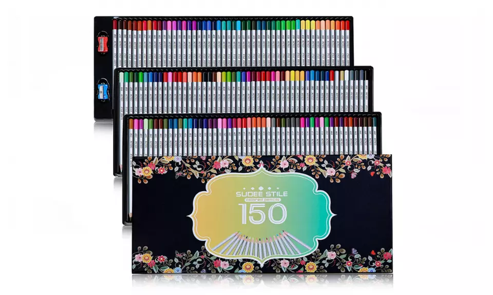 Sudee Stile Colored Pencils 150 Colored Pencils Set with Case, Sharpener  - Primary Image