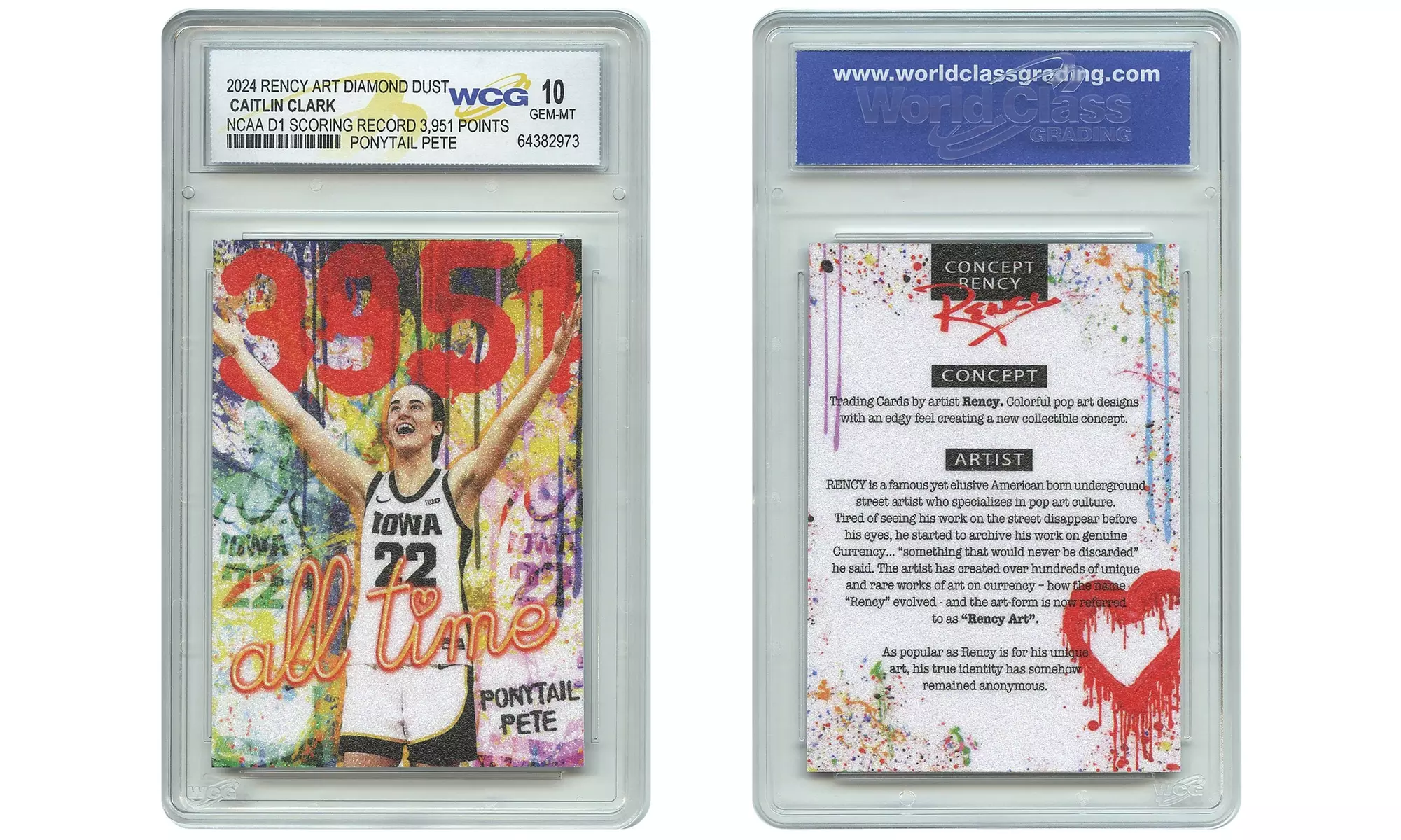 2024 CAITLIN CLARK All Time Scoring Record 3,951pts Diamond Dust Rency Card GM10 - Primary Image