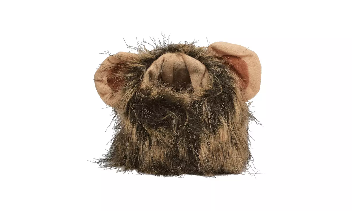Cat Lion Mane Wig Costume Christmas Little Dog Lion Hair Adjustable Hat  - Second Medium