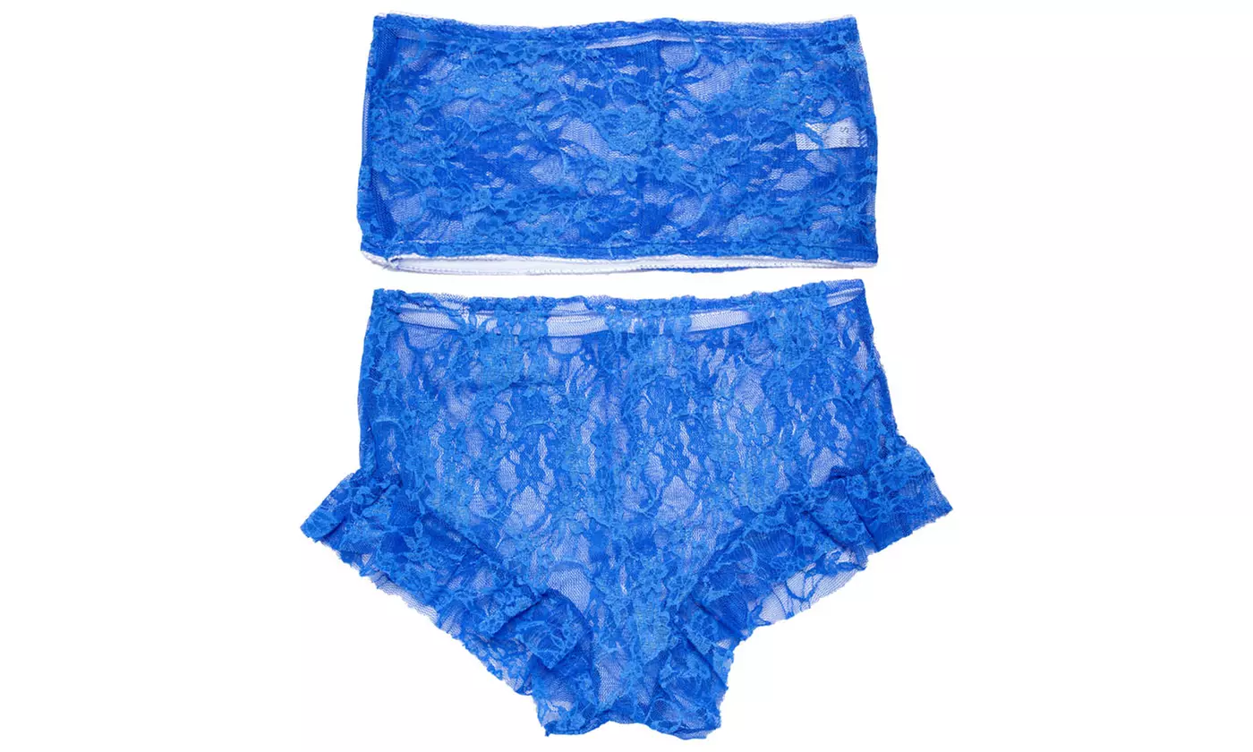 Women's Mesh Sheer Lace Sexy Bra and Panty 2 Piece Exotic Lingerie Sets
