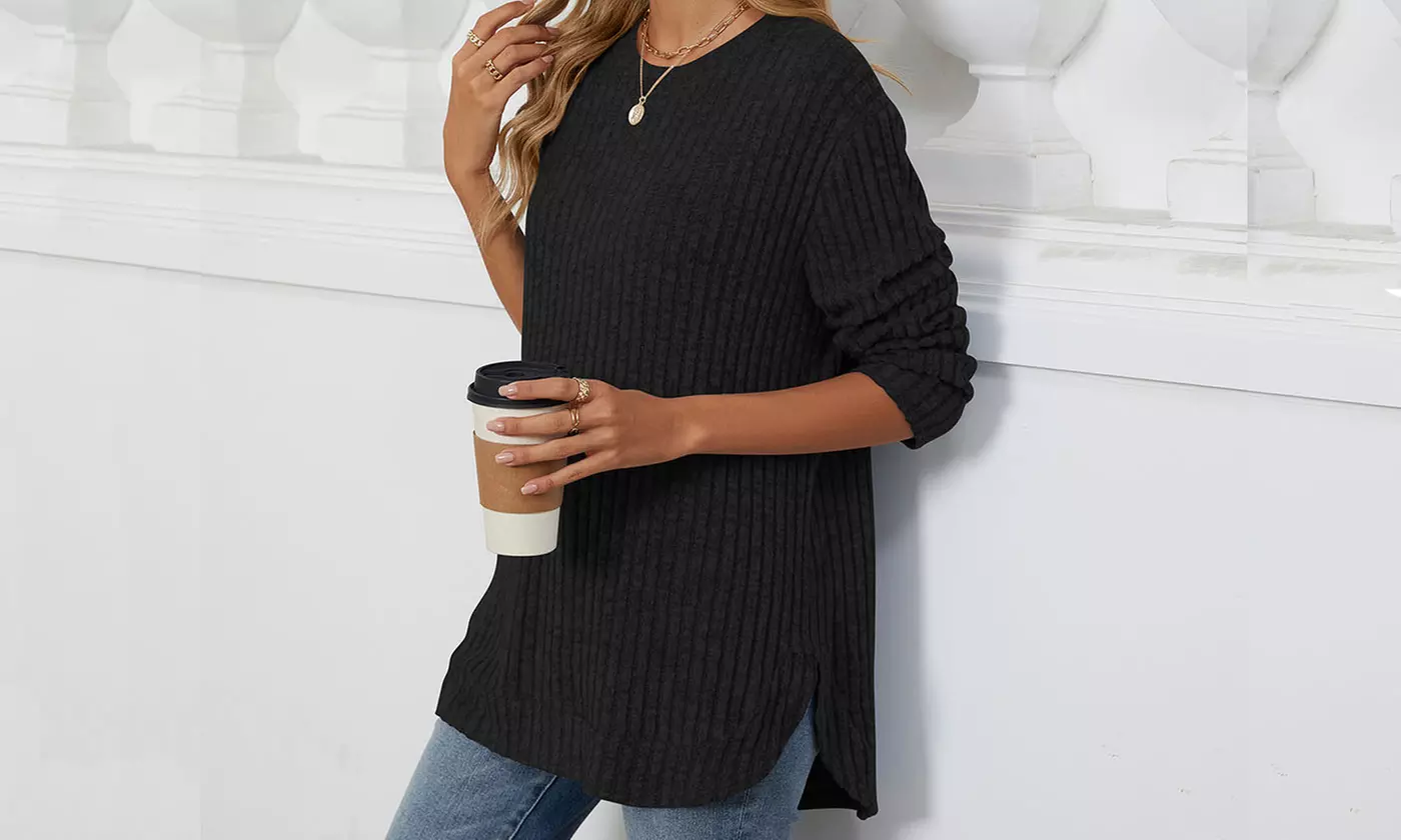 Women Fall Wintetr Casual Long Sleeve Tunic Sweaters Pullover Knit Jumper Tops