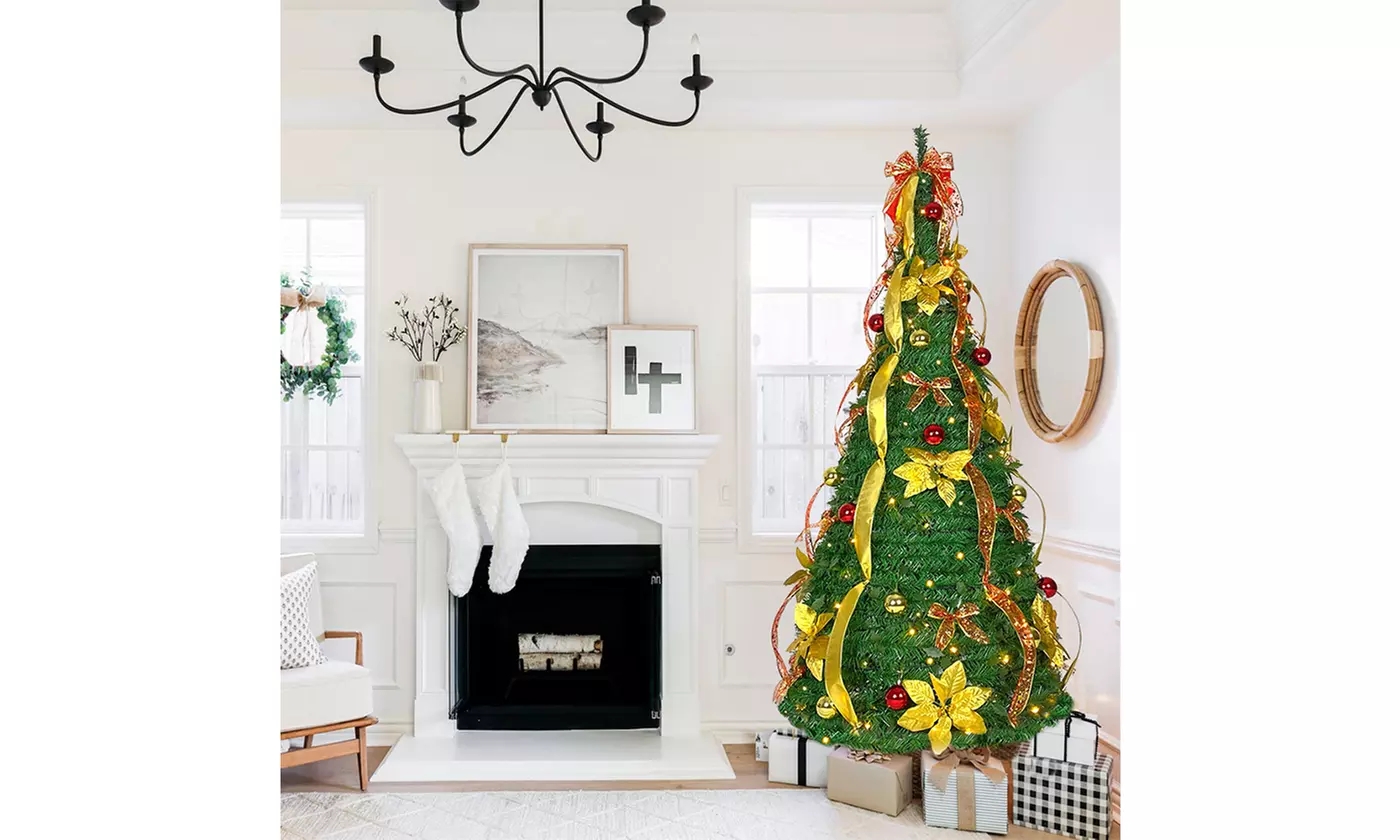 6ft Artificial Pre-Decorated Pop Up Christmas Tree