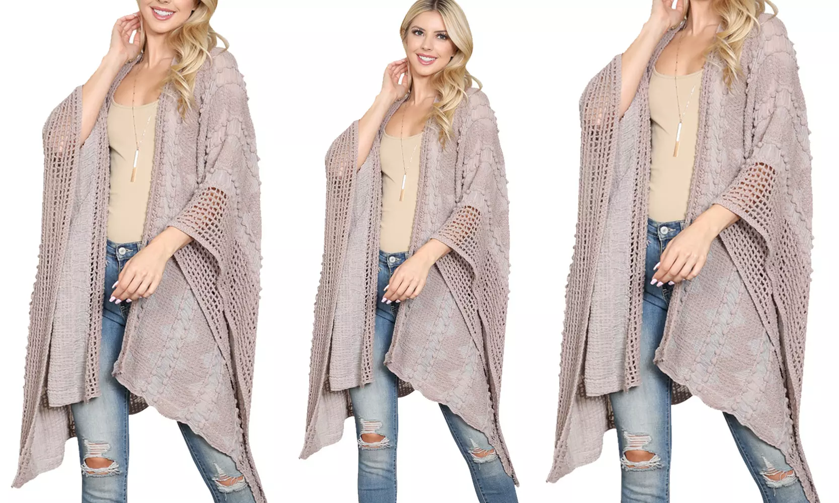Riah Fashion Pompom Palmer Kimono