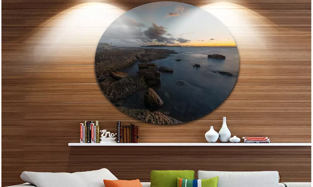 Sunset at La Perouse Beach Sydney' Large Seashore Metal Circle Wall Art - Primary Image