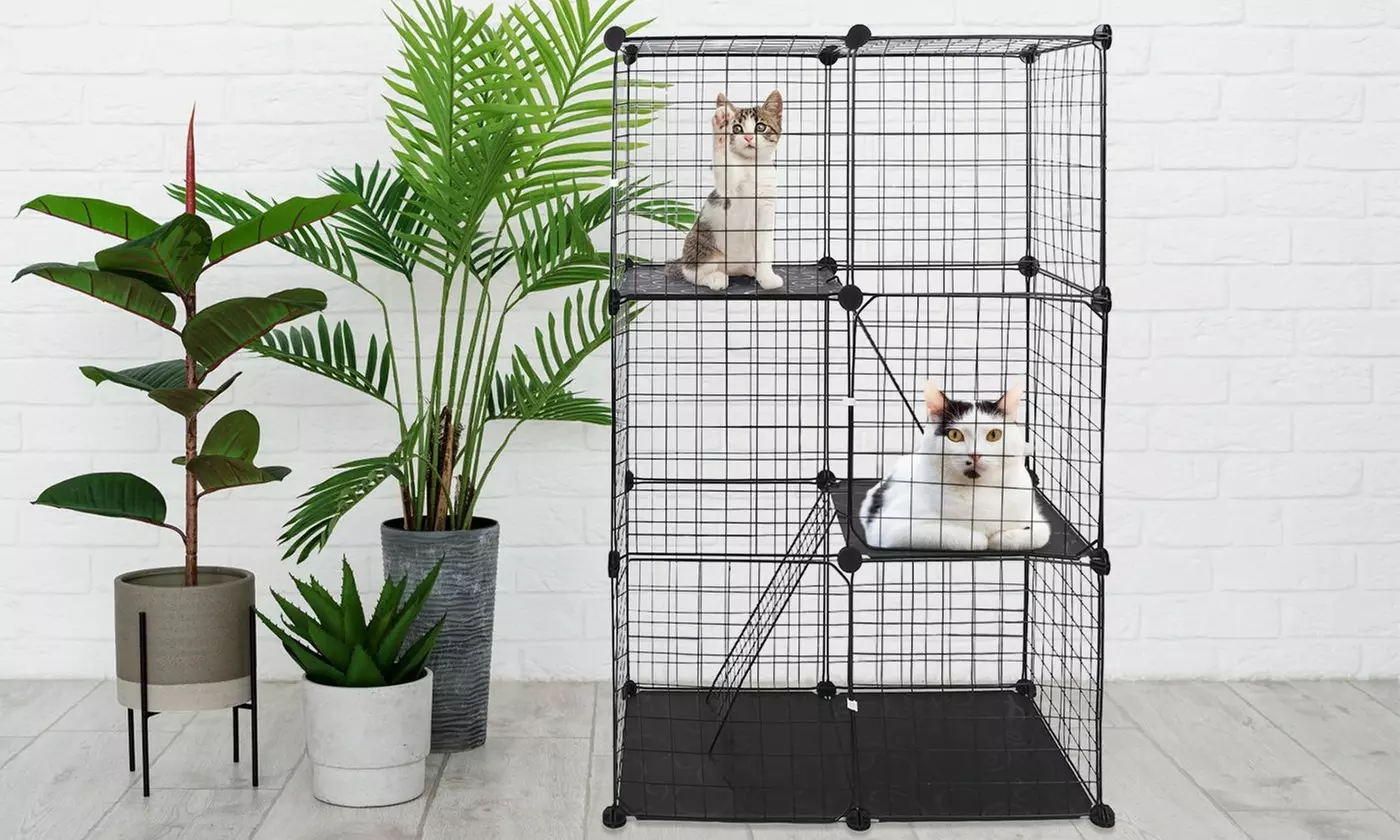 iMounTEK 2-Tier & 3-Tier Cat Cages Indoor Pet Playpens for 1-2 Cats