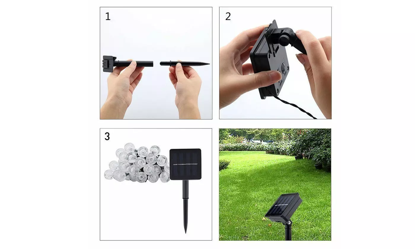 LED Solar String Ball Lights Outdoor Waterproof Garden Yard Decor