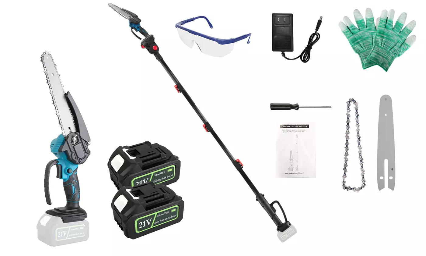 iMounTEK 2-in-1 Cordless Pole Saw & Mini Chainsaw Set Electric Pole Chainsaw