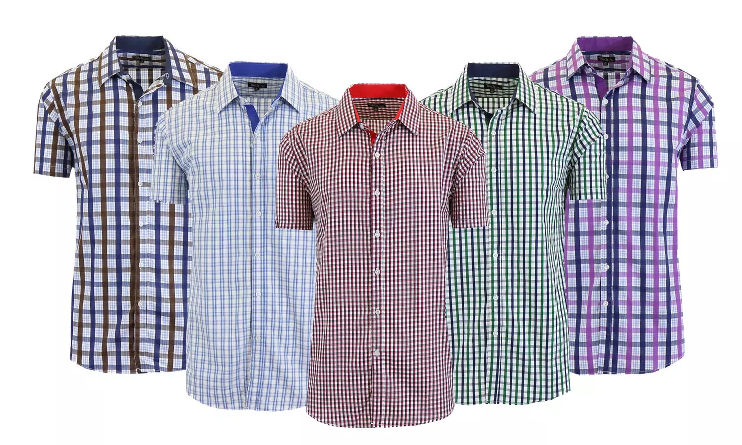 Men's Short Sleeve Slim-Fit Casual 100% Cotton Dress Shirt - Primary Image