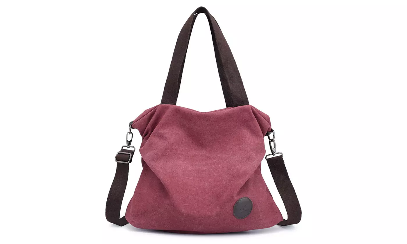 Women Retro Multi-pocket Canvas Shoulder Bag Handbag Tote Purse