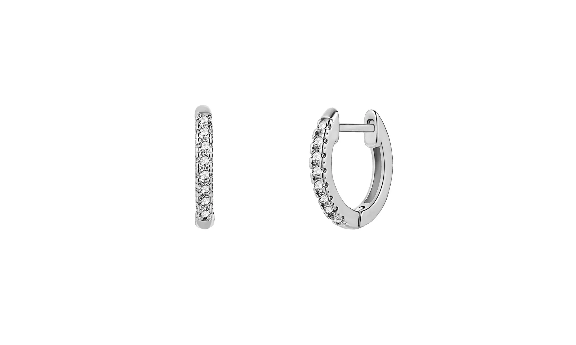 18K White Gold Plated Slim Huggie Earrings - Second Medium