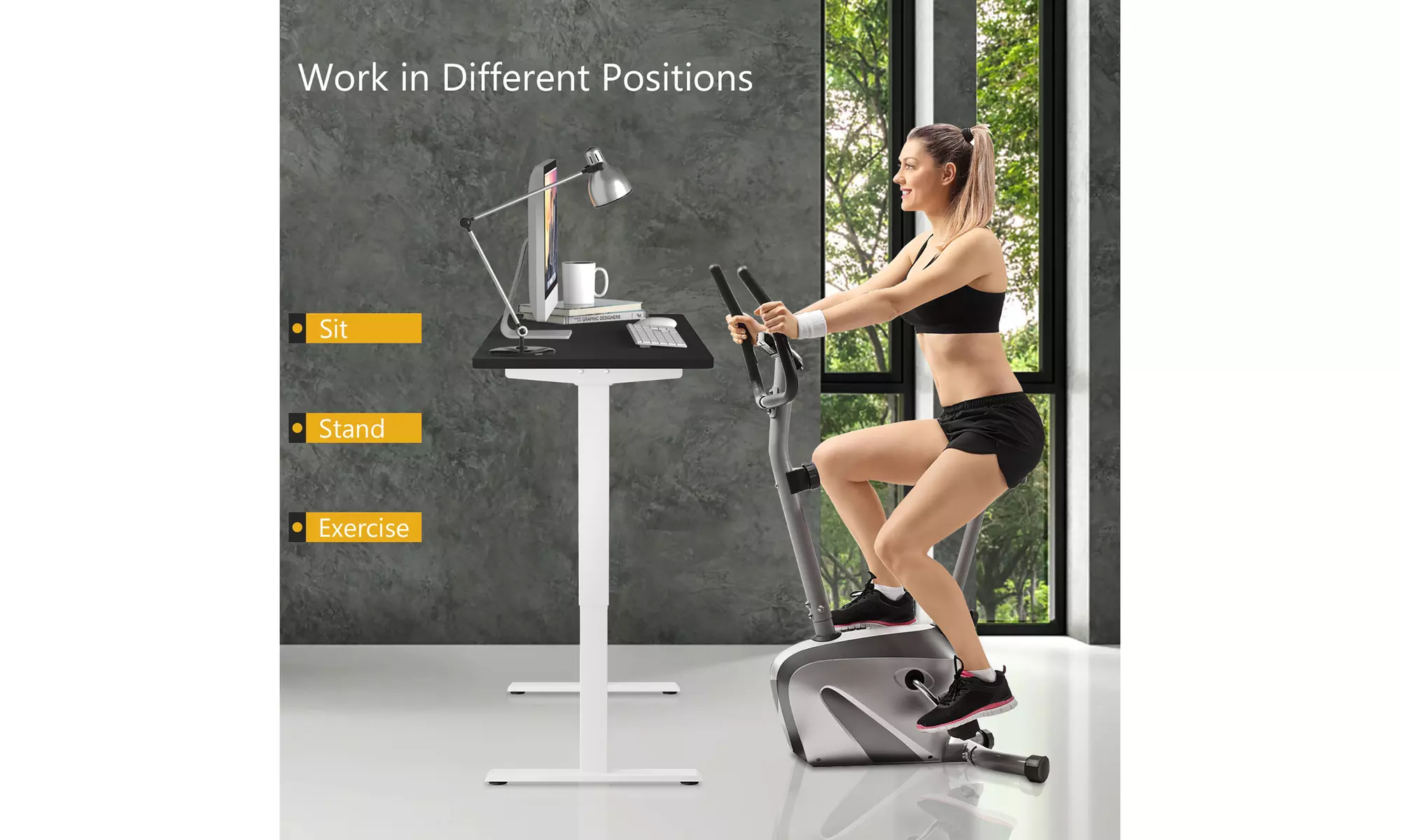 Costway 55'' x 28'' Electric Adjustable Standing up Desk Dual w/ Controller
