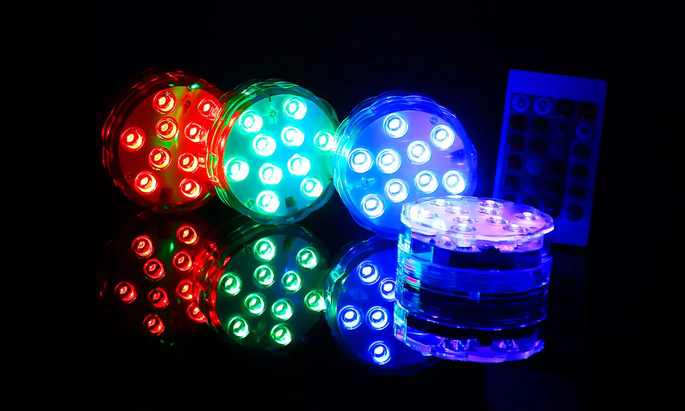 iMounTEK Submersible 10-LED RGB Light w/ 16 Different Colors & 4 Modes (4-Pack)