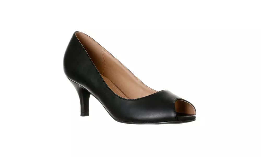 Riverberry Women's Lydia Open Peep Toe Kitten Heel Pumps - Primary Image