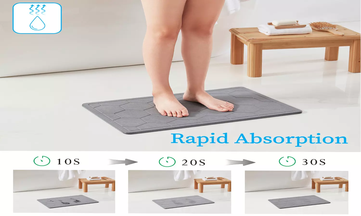 Bibb Home Diatomaceous Earth Stone Quick Drying Bath Mat