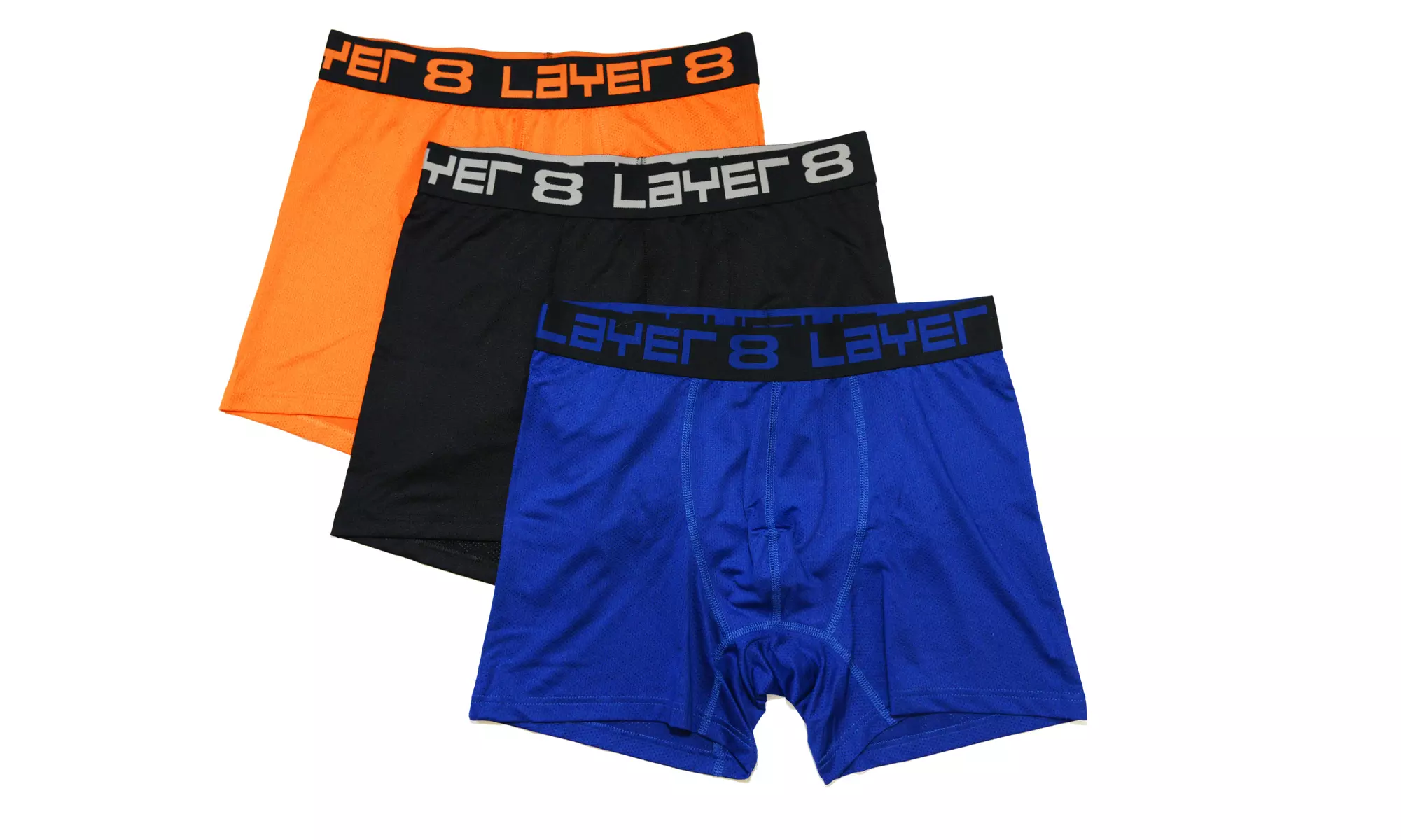 Layer 8 Men's 3 Pack Performance Sports Boxer Briefs - Second Medium