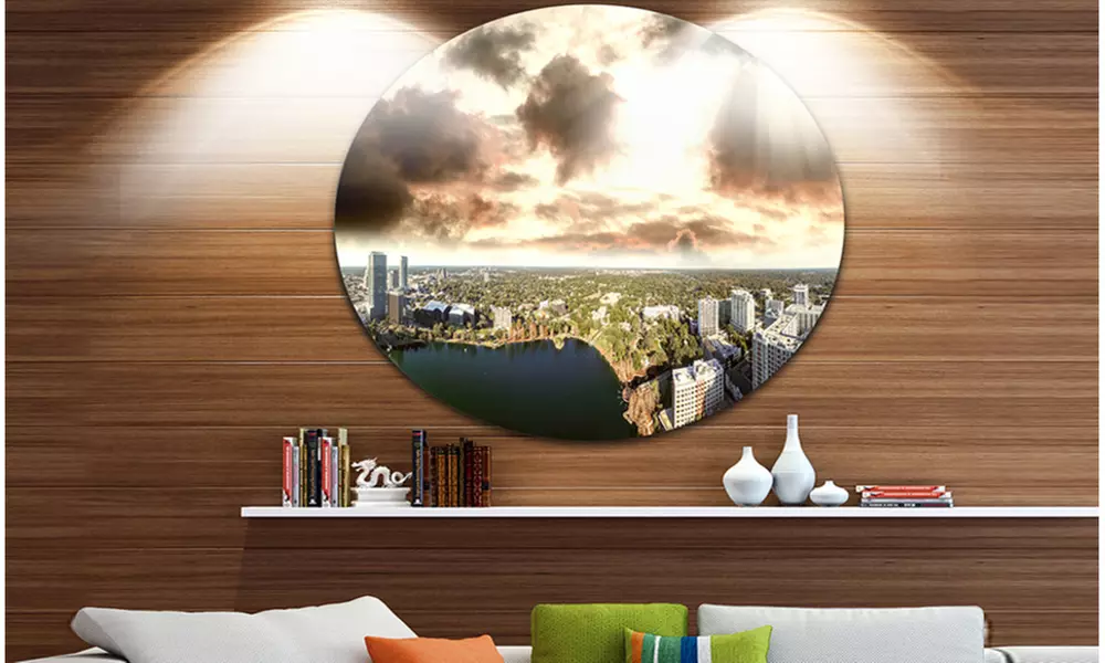 Downtown Orlando Sunset Aerial' Extra Large Seascape Metal Wall Decor - Primary Image