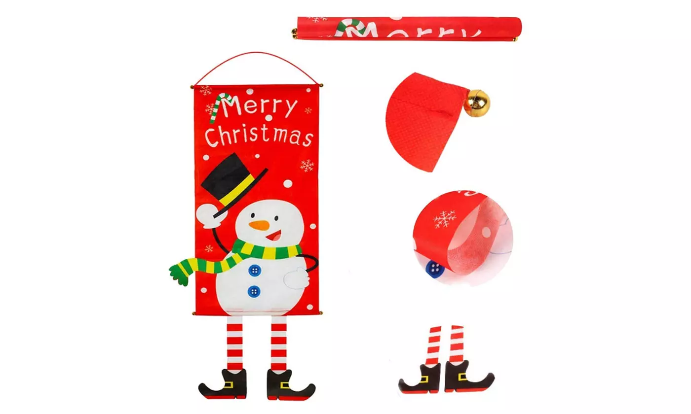 ItBelongs2U Merry Christmas Front Door Porch Sign Hanging Flag Wall Decoration