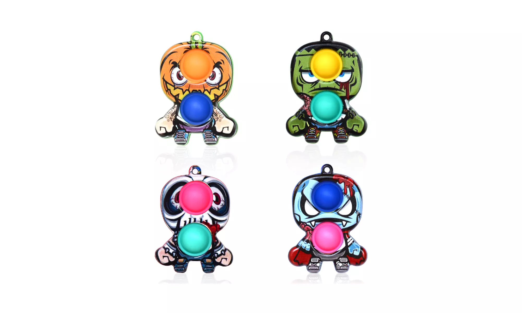 Halloween Pop Fidget Toys 4Pack Stress Relief Sensory Fidget Toy with Carabiner  - Second Medium