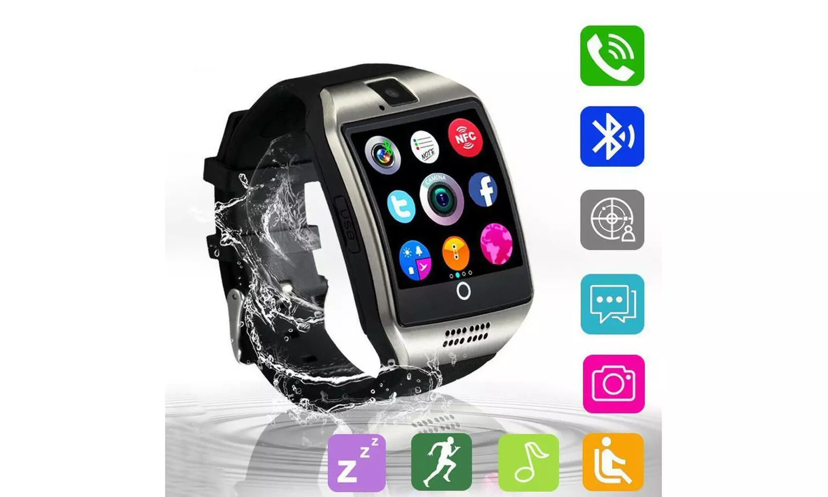 Bluetooth Smart Watch Q18 Smartwatch Support GSM SIM Card Phone Mate For Android - Primary Image