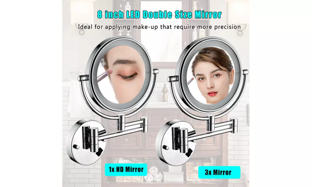 LED Wall Mount Two-Sided Magnifying Makeup Vanity Mirror