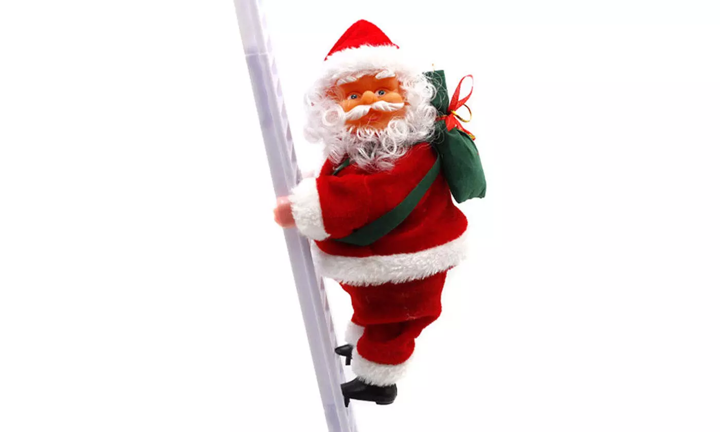 Animated Musical Jingle Bells Santa Claus Climbing Ladder Toy Christmas Gift 