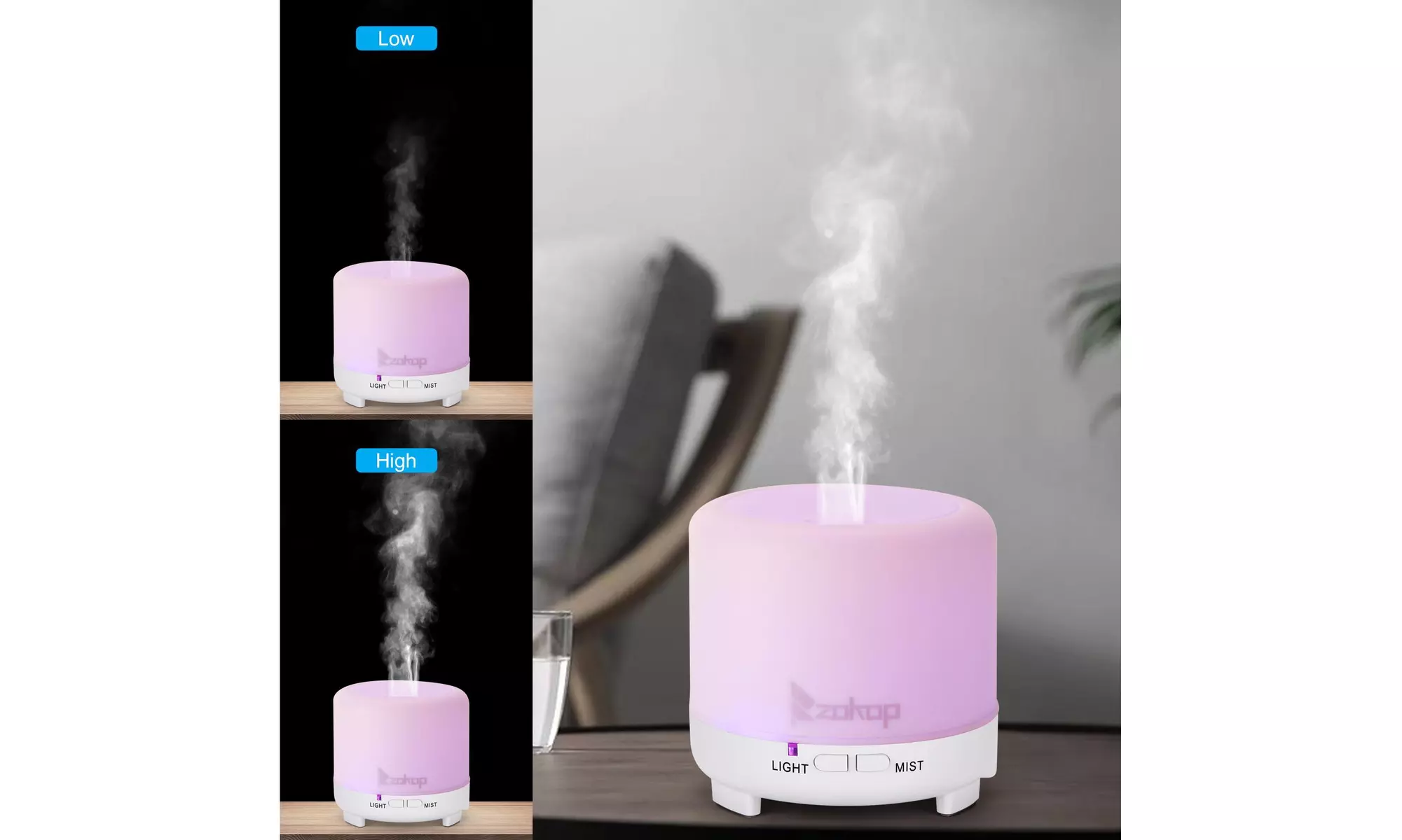  Zokop 2358yk Aroma Diffuser humidifier with Remote Control Colorful Lights  - Primary Image