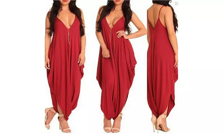 Women's Jumpsuit Summer Sexy Deep V-Neck Nightclub Dresses - Primary Image