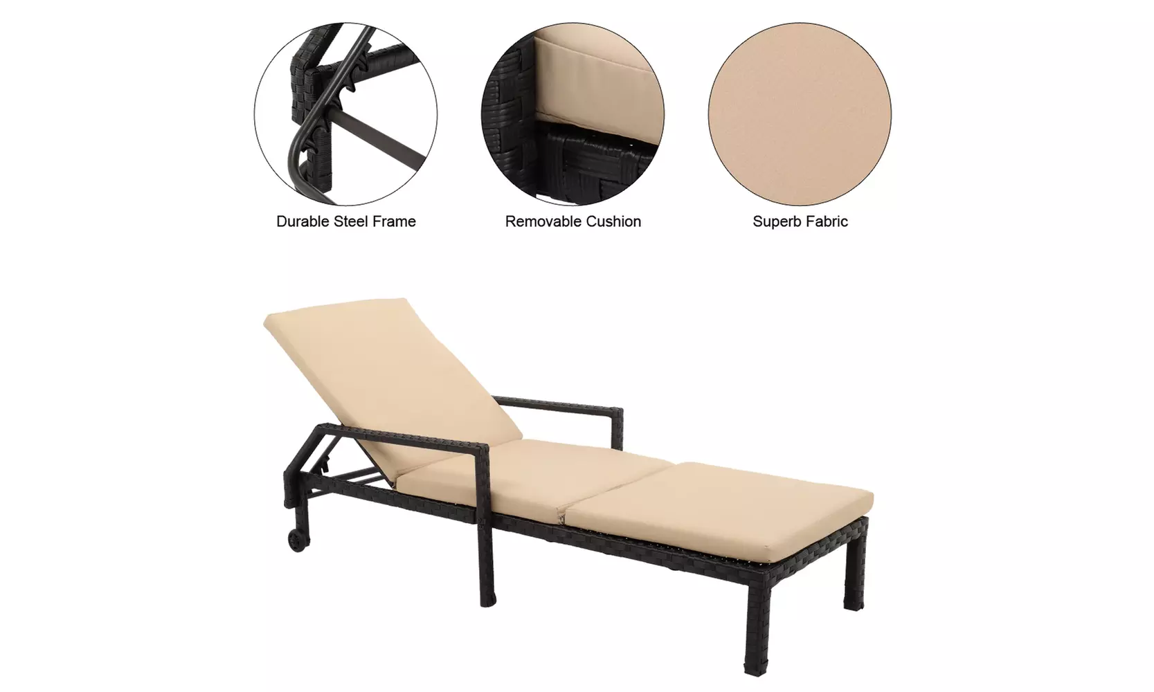 Wheeled Patio Garden Rattan Bed