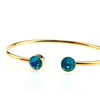 Image 5: 14k Yellow Gold Plated 4 Ct Round Blue Zircon Stackable Bangle Bracelet